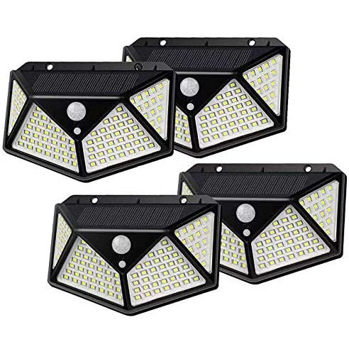 100 LED Solar Light Outdoor PIR Motion Sensor 3 Modes Wall Lamp Four-Sided Waterproof, Garden Yard, Patio Yard