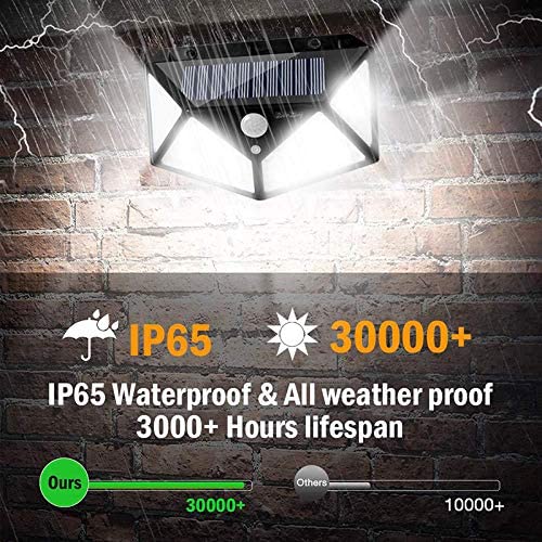 100 LED Solar Light Outdoor PIR Motion Sensor 3 Modes Wall Lamp Four-Sided Waterproof, Garden Yard, Patio Yard