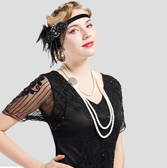 1920s Gatsby Pearl Necklace Vintage Bridal Pearl Necklace Earrings Jewelry Set Multilayer Imitation Pearl Necklace with Brooch