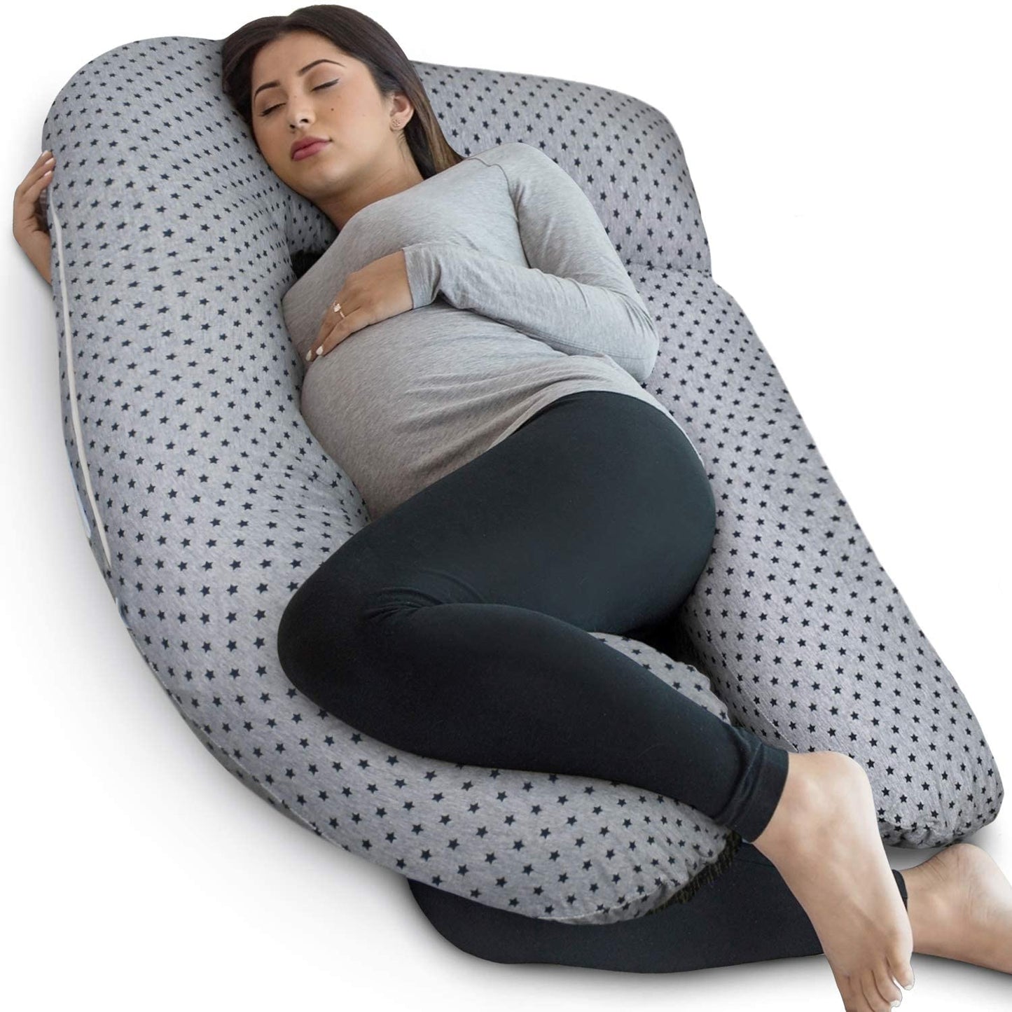 Pillow (with Travel/Storage Bag) U-Shape Full Body Pillow Maternity Support Detachable Extension