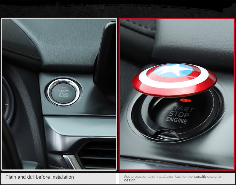 Marvel Captain America Car One-button Start Button Decorative Protective Cover Stickers Ignition Device Switch Decorative