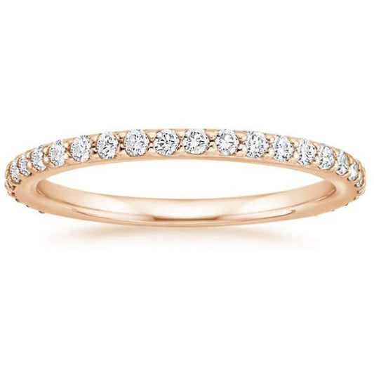 14K Gold Plated Sterling Silver Cubic Zirconia Diamond Stackable Eternity Bands for Women