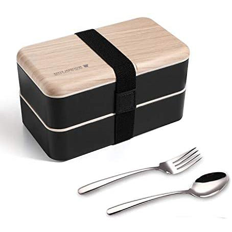 Original Bento Box Lunch Boxes Container Bundle Divider Japanese Style with Stainless Steel Utensils Spoon and Fork