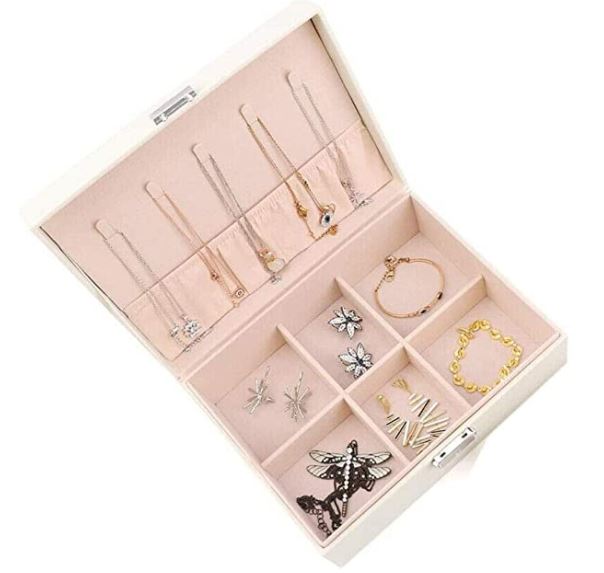 Jewellery Organizer Case Box Holder Storage Earring Ring Velvet Display Leather