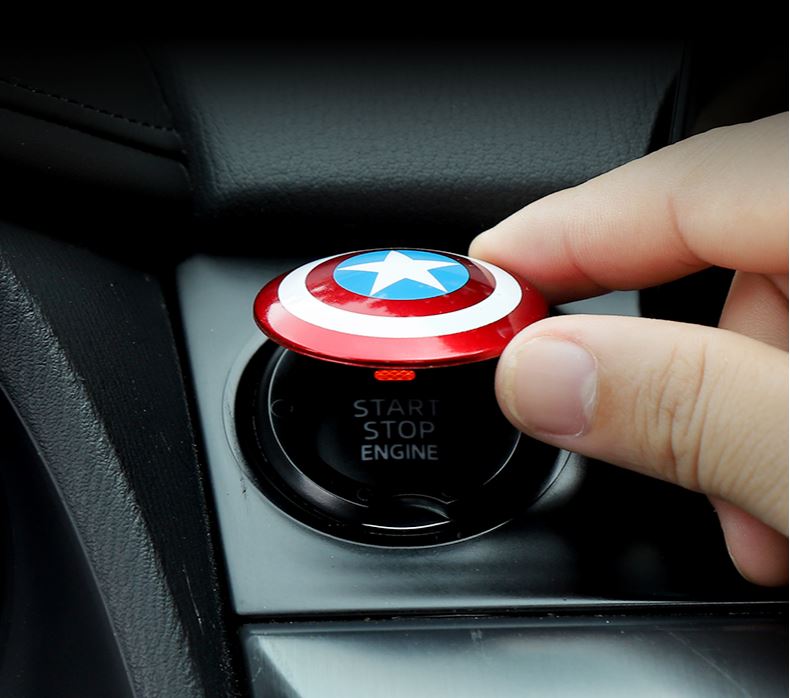 Marvel Captain America Car One-button Start Button Decorative Protective Cover Stickers Ignition Device Switch Decorative