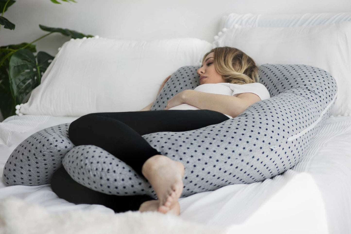 Pillow (with Travel/Storage Bag) U-Shape Full Body Pillow Maternity Support Detachable Extension