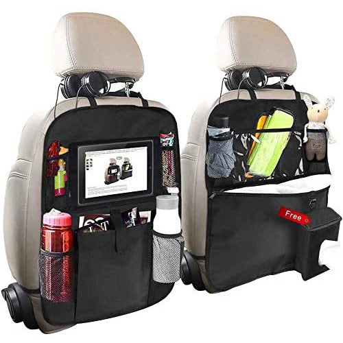 Car Back Seat Organizer, 2 Pack of Oxford Waterproof Car Seat Protector with Tablet Holder, Multi-Pocket Car Storage Bag for Kids and Toddlers