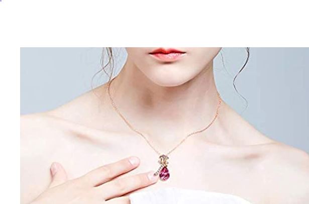 Women Pendant Necklace, Romantic Rose Her with Jewelry Gift Box, Valentines, Birthday, Anniversary