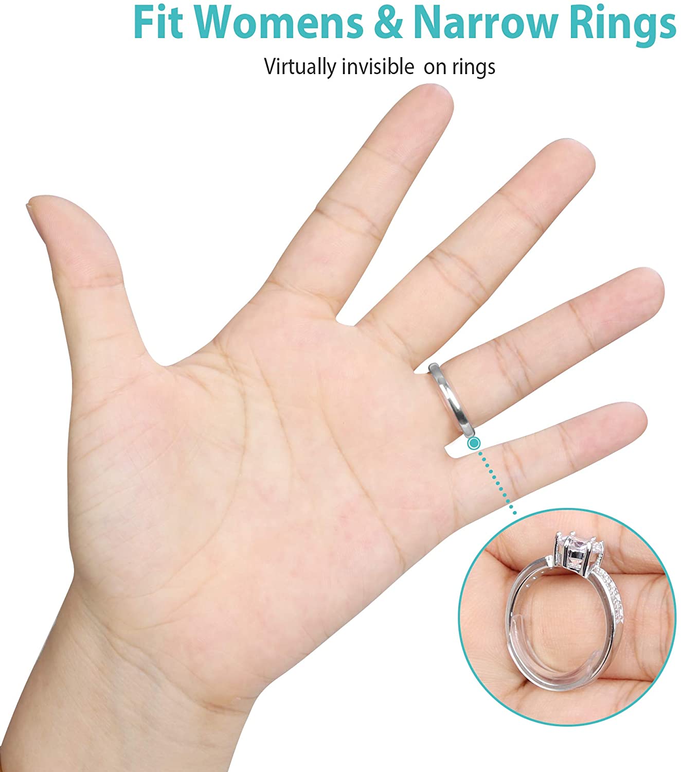 Invisible Ring Size Adjuster for Loose Rings Ring Adjuster Sizer Fit Any Rings Ring Guard Spacer (Clip-ON, 8 PCS)