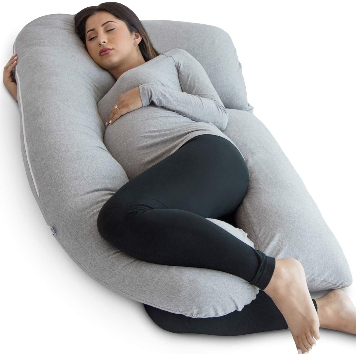 Pillow (with Travel/Storage Bag) U-Shape Full Body Pillow Maternity Support Detachable Extension