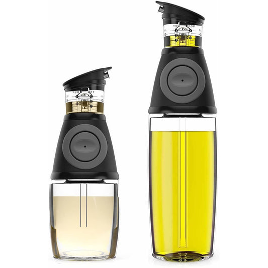 Belwares Olive Oil Dispenser Bottle Set - 2 Pack Oil and Vinegar Cruet with Drip-Free Spouts - Includes 17oz [500ml] and 9oz [250ml] Sized Bottles