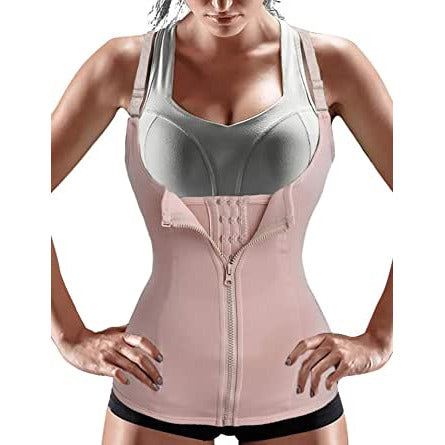 Junlan Women Waist Trainer Corset Zipper & Hook Body Shaper Workout Tank Tops Shapewear