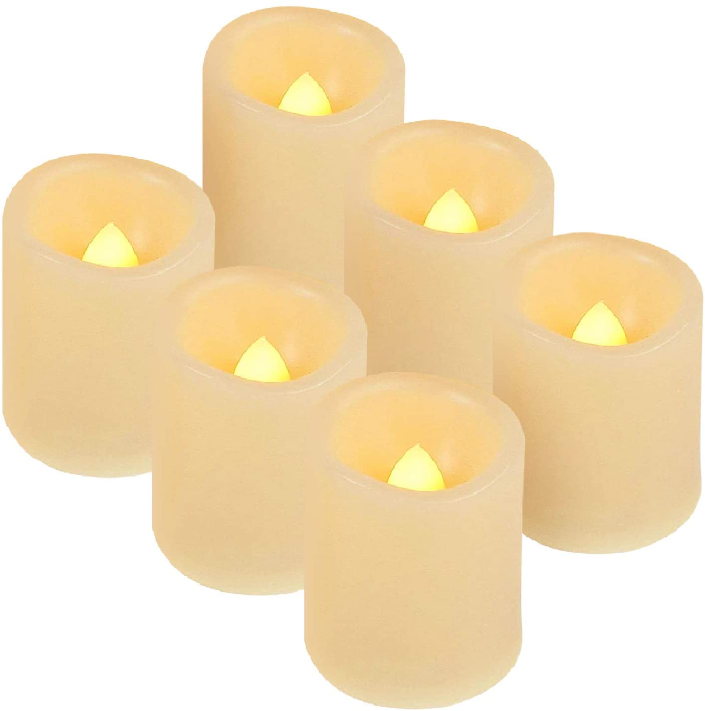 Homemory Rechargeable Flameless Candles with Remote, Battery, Timer, 6 PCS Electric Fake Candle in Warm White (USB Cable Included)