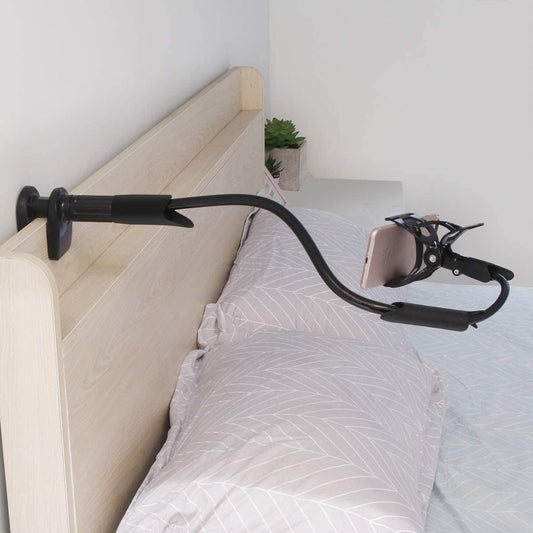 Bed Phone Holder Gooseneck Mount, for Desk Flexible Arm Clamp Mount Stand for IPhone & Samsung(Black)