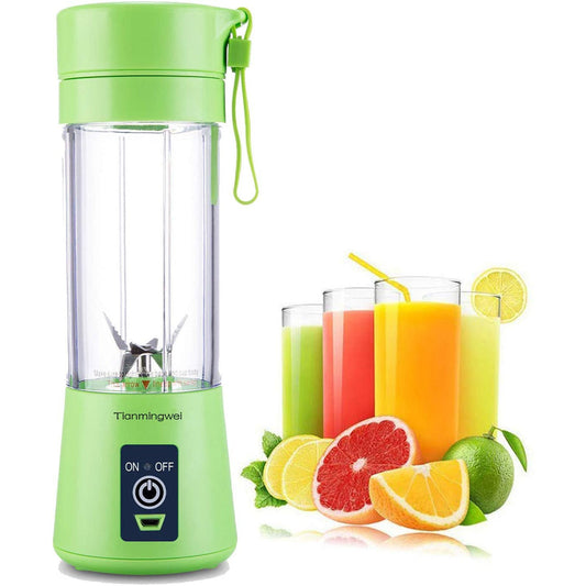 Portable blender Personal 6 Blades Juicer Cup Household Fruit Mixer, With Magnetic Secure Switch, USB Charger Cable 380ML(Green)