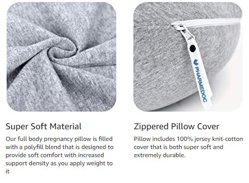 Pillow (with Travel/Storage Bag) U-Shape Full Body Pillow Maternity Support Detachable Extension