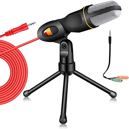 PC Microphone with Mic Stand,Professional 3.5mm Jack Recording Condenser for Video Recording, Streaming External Microphone for Lapto (Black)