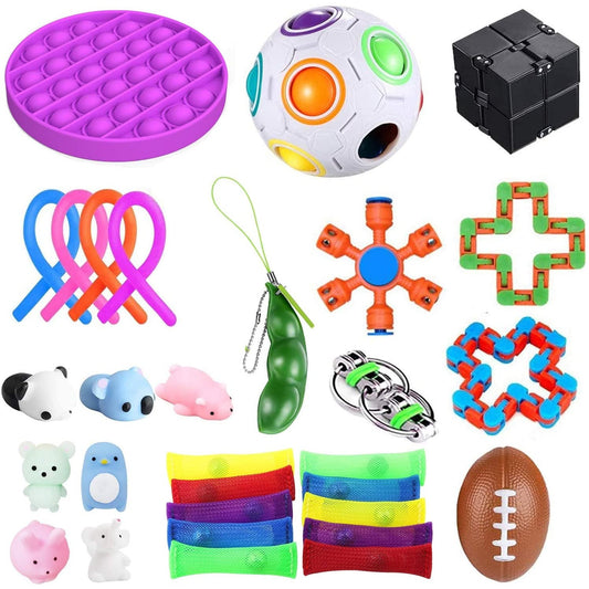 bopel 30 Pcs Sensory Fidget Toys Set, Stress Relief and Anti-Anxiety Toys Assortment,Stocking Stuffers for Kids, Adults