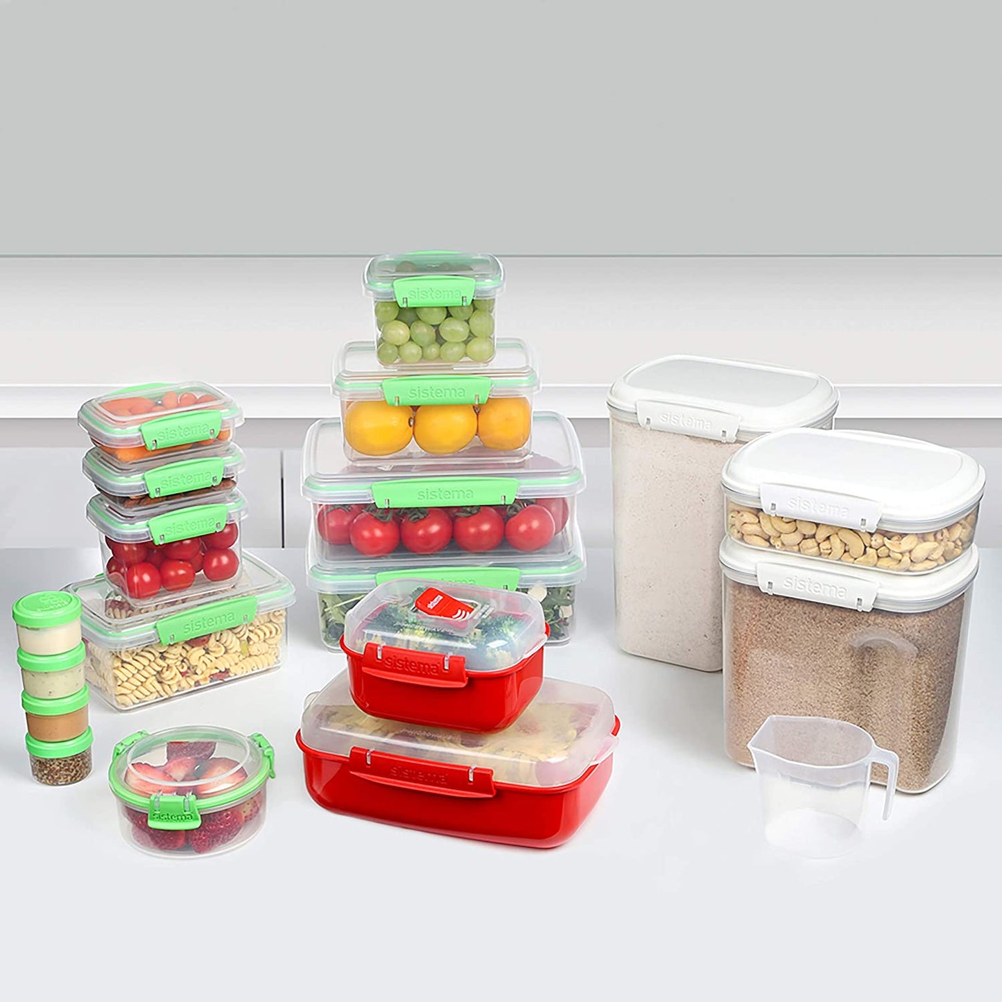 Kitchen Storage Solutions Starter Pack, 18 Containers with Lids, Lunch Boxes, Meal Prep Containers, Pantry Storage, Microwave Steamers and BPA-Free