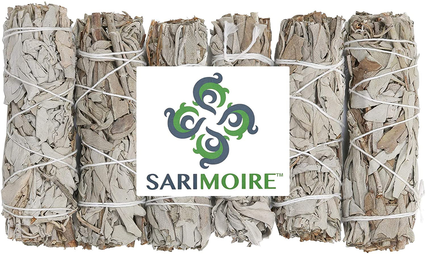 Sarimoire White Sage Smudge Sticks - 6-4" Sage Bundles - Perfect Sage Stick Smudge Sticks Smudging Kit Replenishment