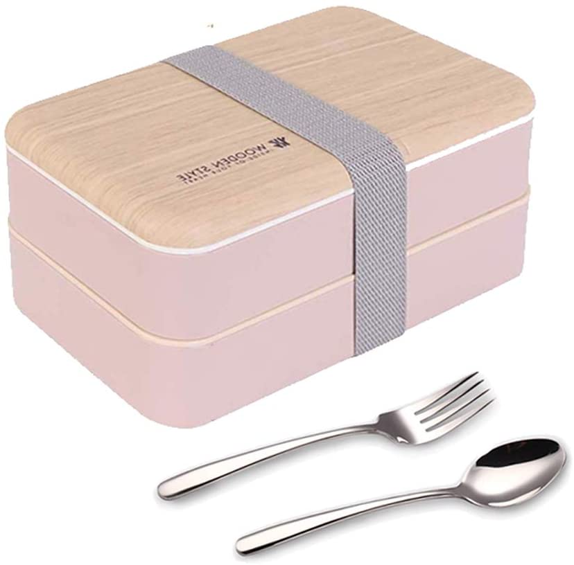 Original Bento Box Lunch Boxes Container Bundle Divider Japanese Style with Stainless Steel Utensils Spoon and Fork