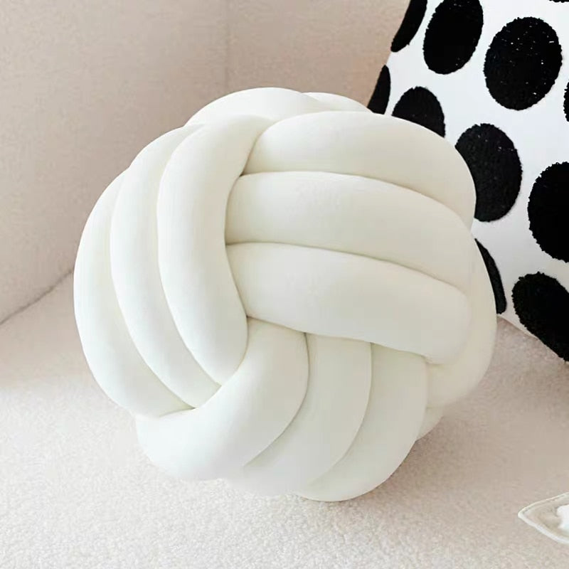 Soft Round Handmade Knotted Ball Sofa Pillow