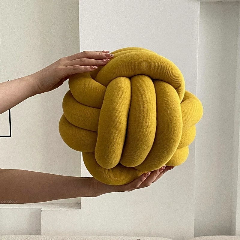 Soft Round Handmade Knotted Ball Sofa Pillow