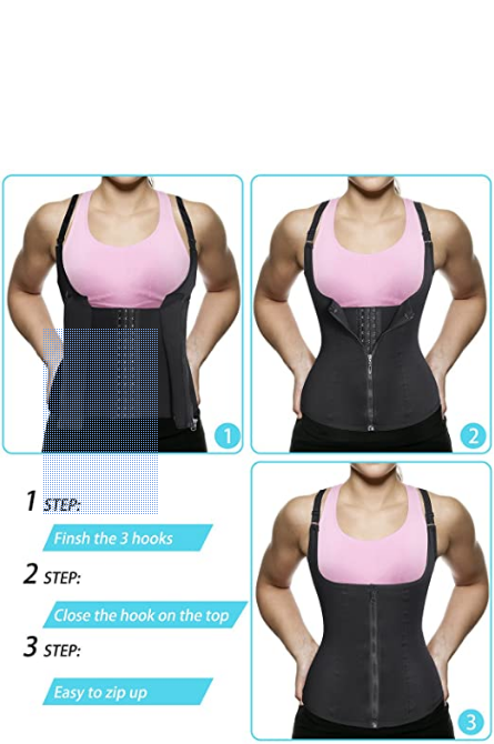 Junlan Women Waist Trainer Corset Zipper & Hook Body Shaper Workout Tank Tops Shapewear