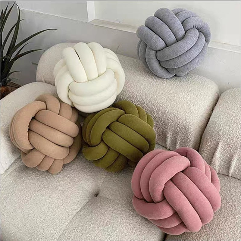 Soft Round Handmade Knotted Ball Sofa Pillow