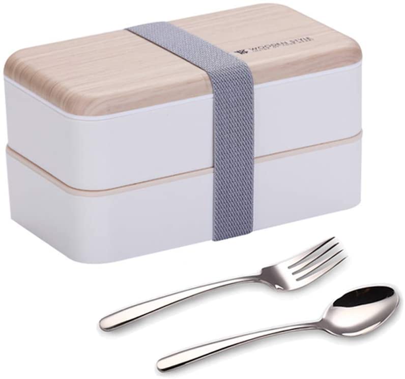 Original Bento Box Lunch Boxes Container Bundle Divider Japanese Style with Stainless Steel Utensils Spoon and Fork